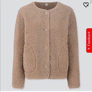 Uniqlo Piled Lined Fleece Crew Neck Cardigan